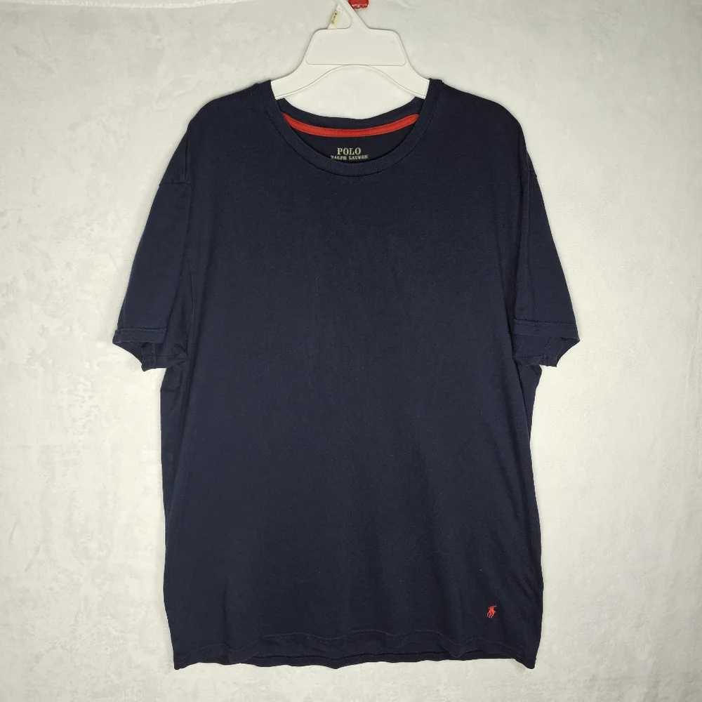 Polo Ralph Lauren Navy Blue With Red Pony Short Sleeve Tee Shirt Men's Size L